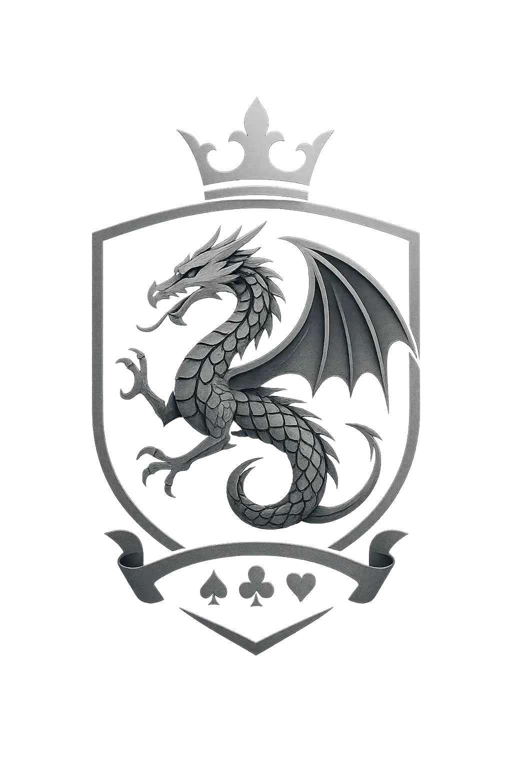 Sophisticated navy and silver dragon emblem crest representing the Bigdrago brand
